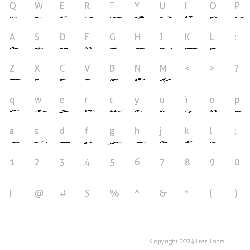 Character Map of Bortons Swash Regular