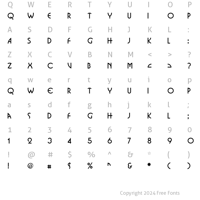 Character Map of Bosanova Regular