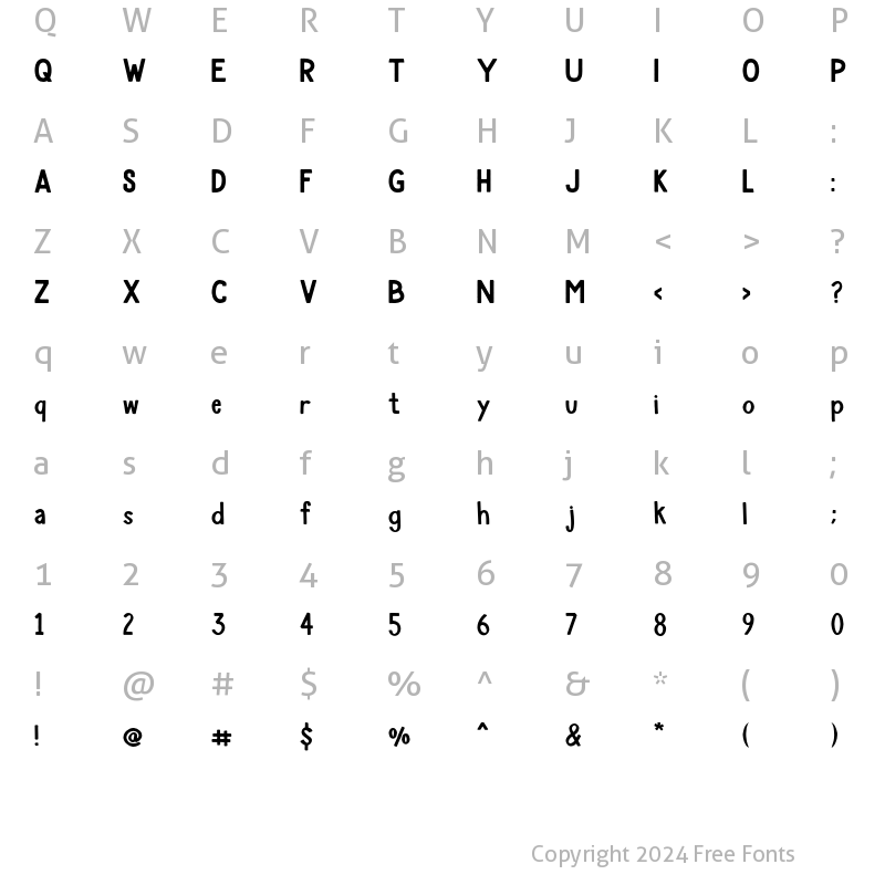 Character Map of BOSCOW ROUGHT Regular