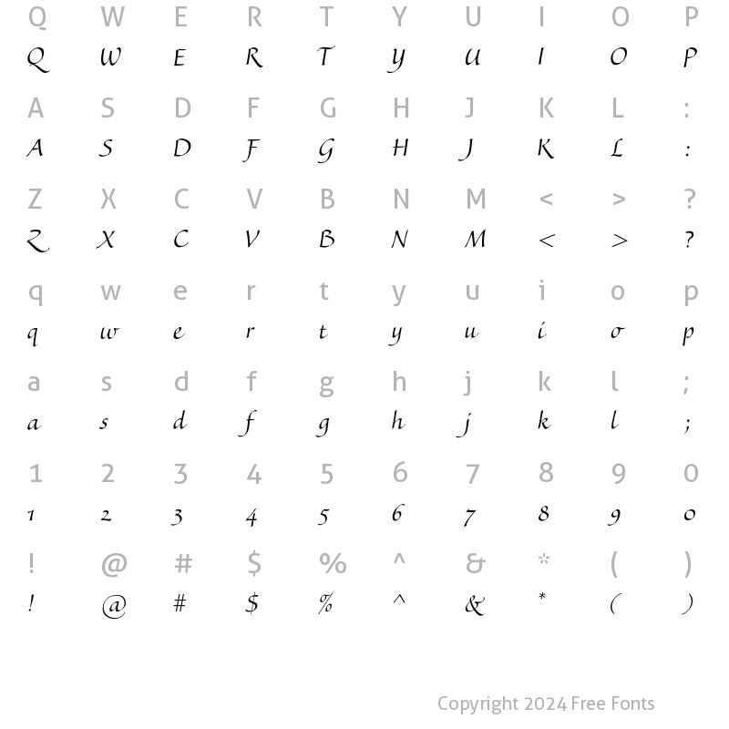 Character Map of Boscribe Std Regular