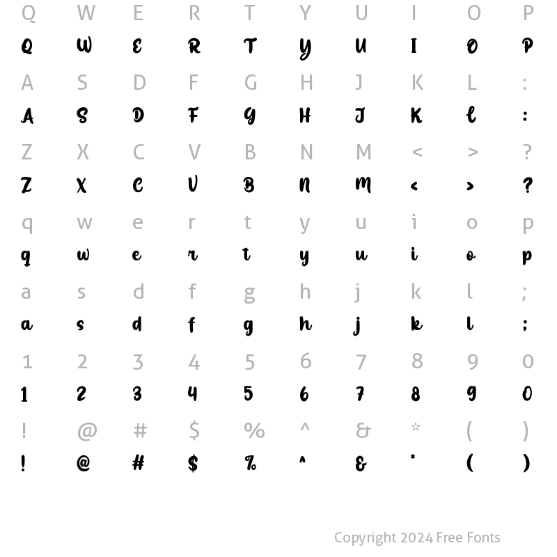 Character Map of Bosskuy Regular