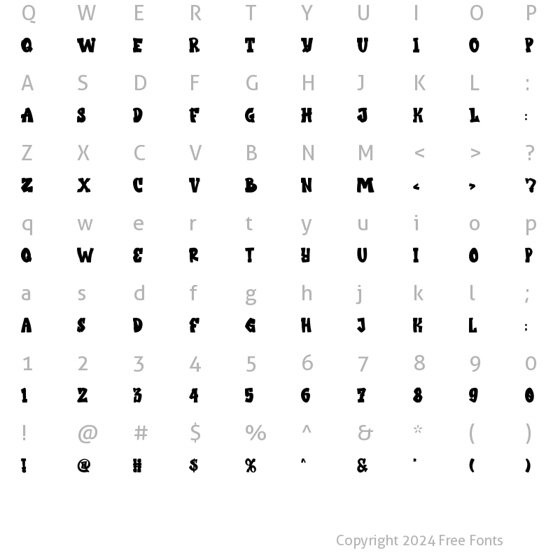 Character Map of Bostero Regular