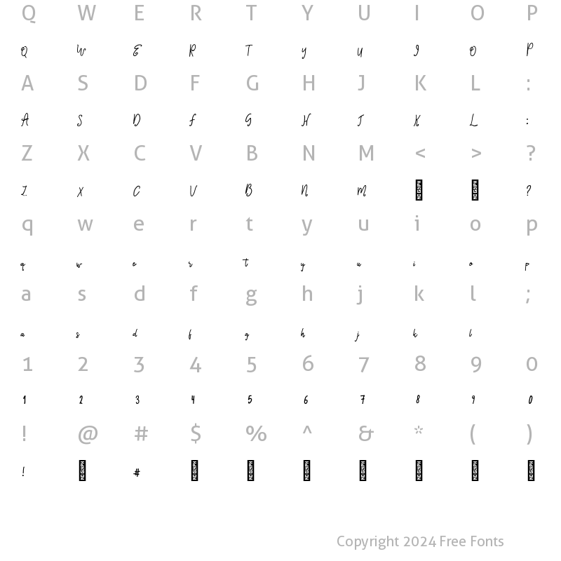 Character Map of Bostion Script Regular