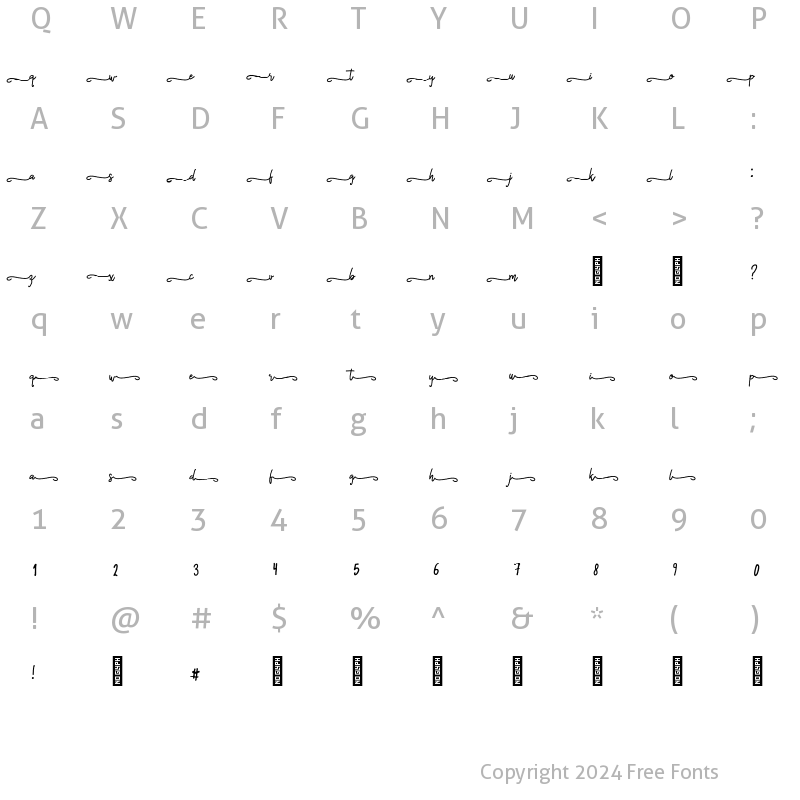 Character Map of Bostion script swirls Regular