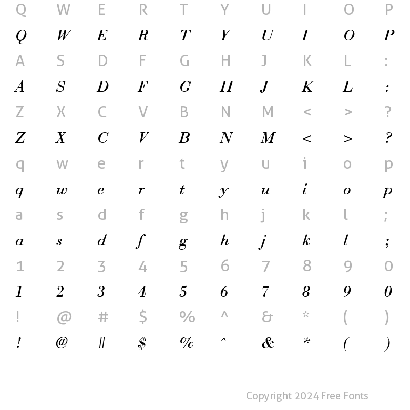 Character Map of Boston Italic