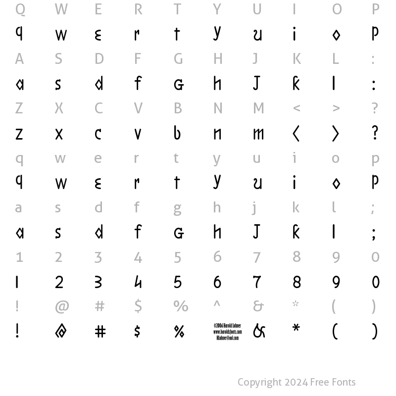 Character Map of Boston Line Regular