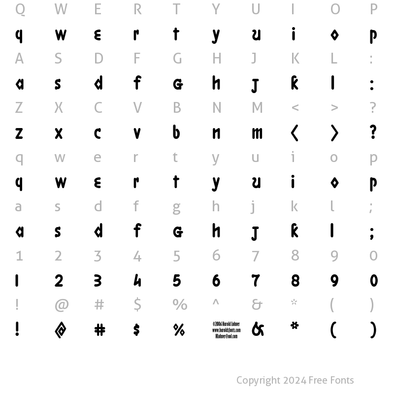 Character Map of Boston LineBold Aligned Regular