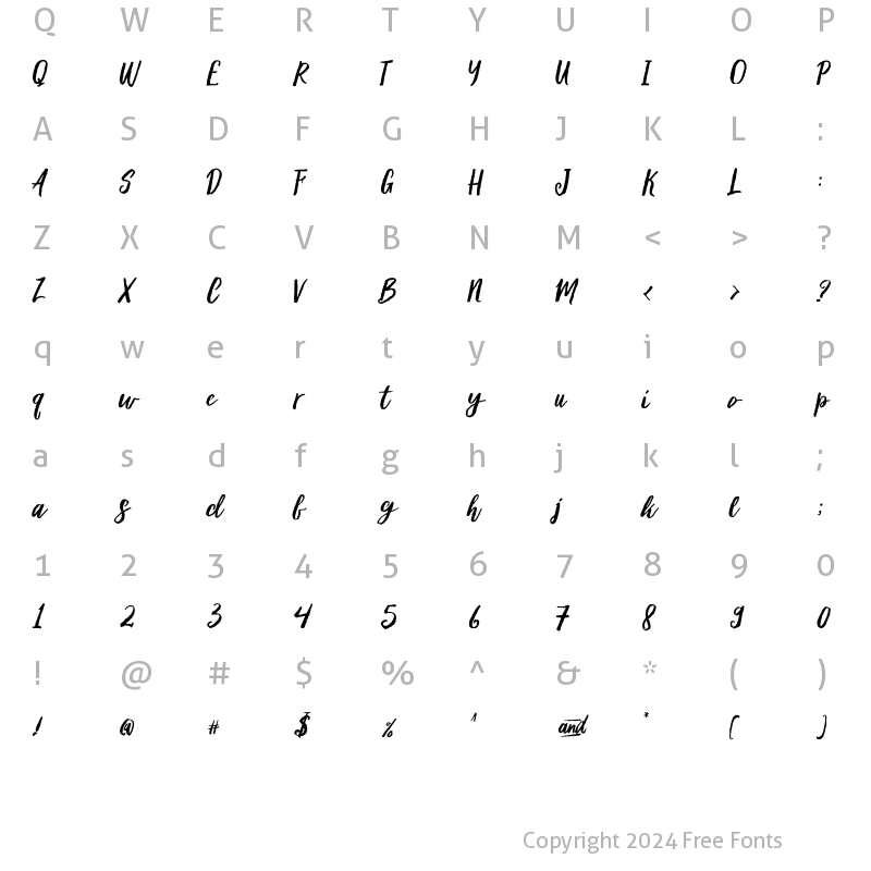 Character Map of Bostone Brush Regular