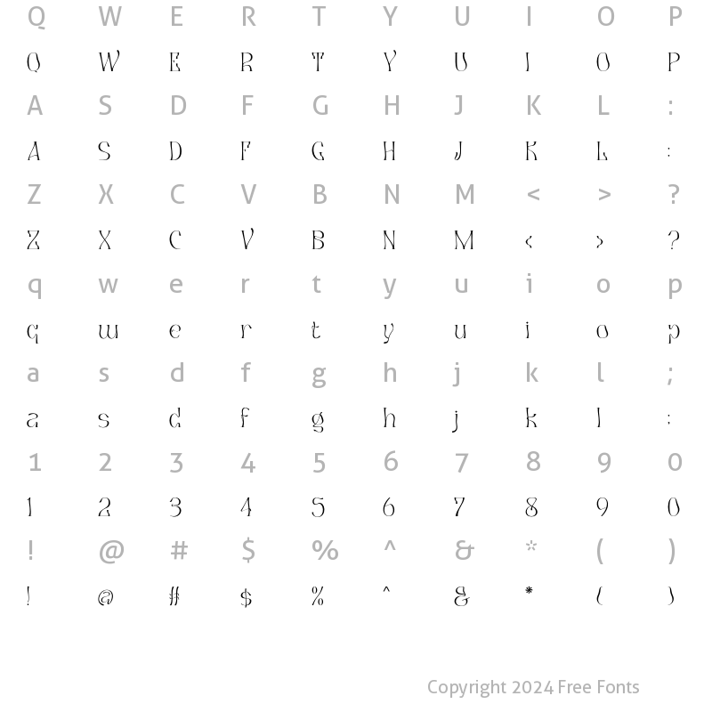 Character Map of Botaky Light