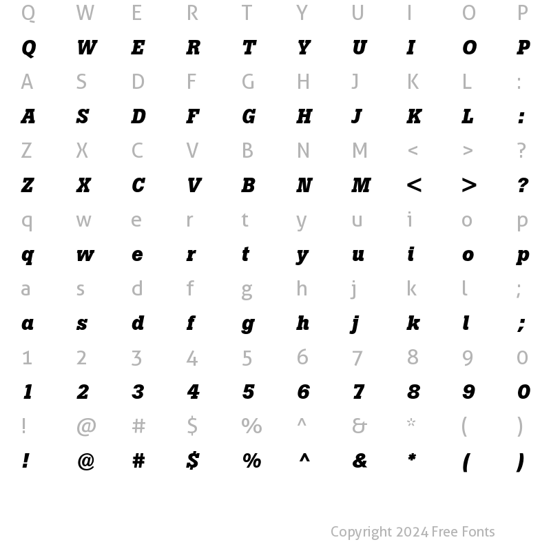 Character Map of Boton Bold Italic
