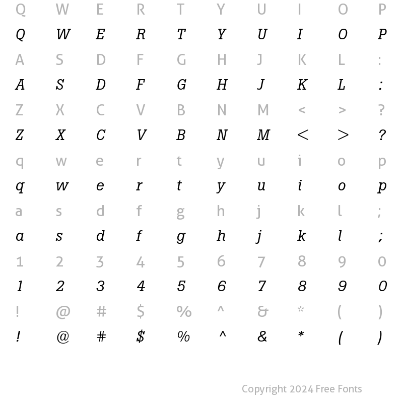 Character Map of Boton Italic