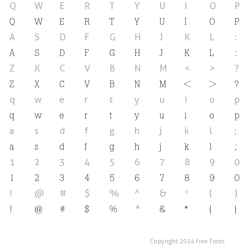 Character Map of Boton Light Regular