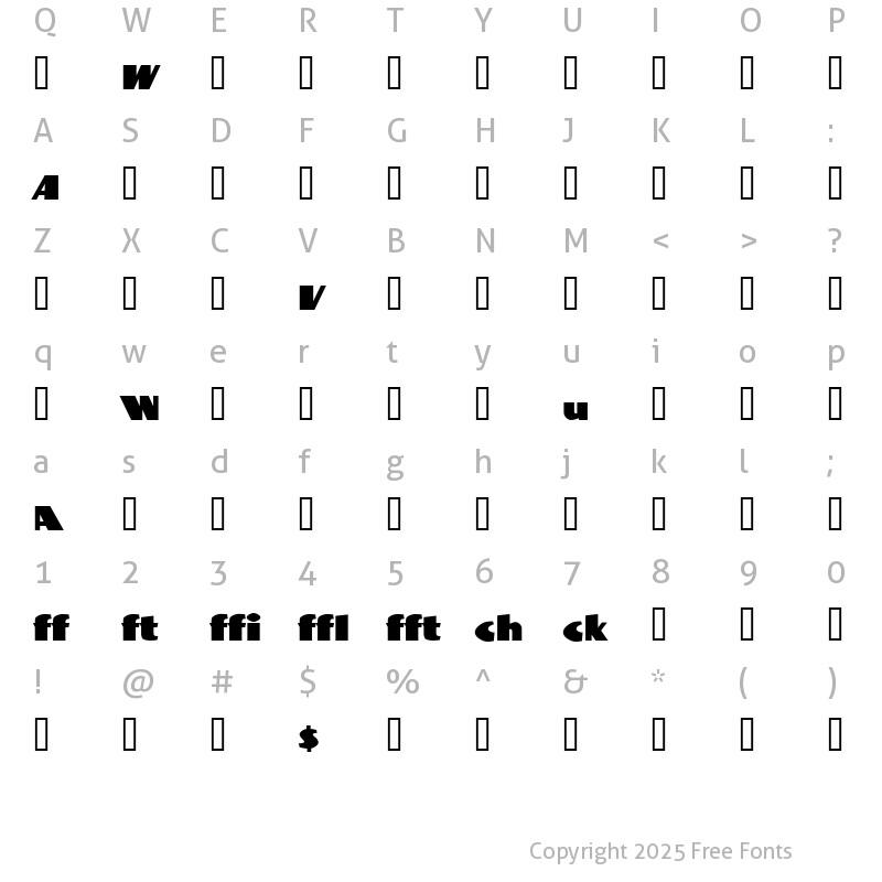 Character Map of BottleKaps Profi Expanded Regular