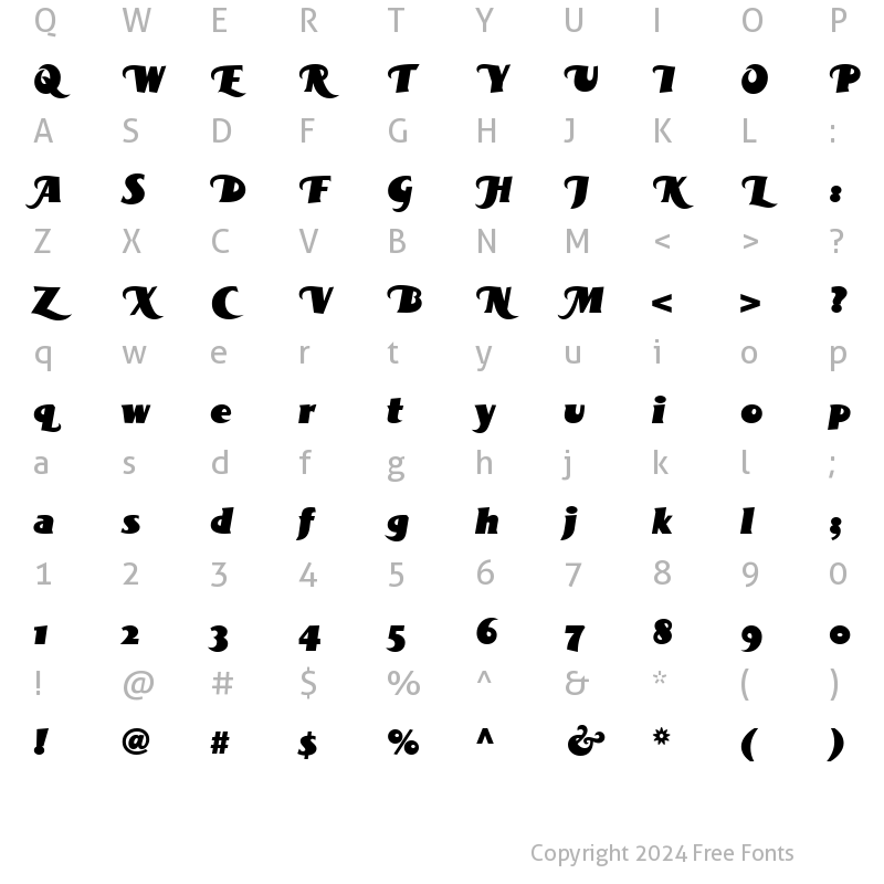 Character Map of BottleKaps Swash CondIt Regular