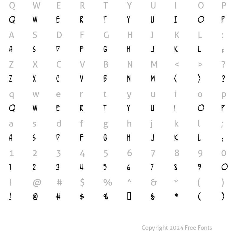 Character Map of BottleRocket BB Regular