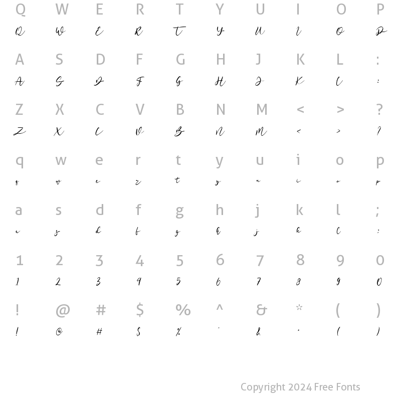 Character Map of Bottomvega Regular