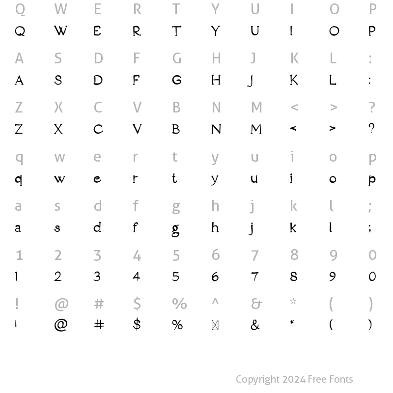 Character Map of Botulla Olla Regular