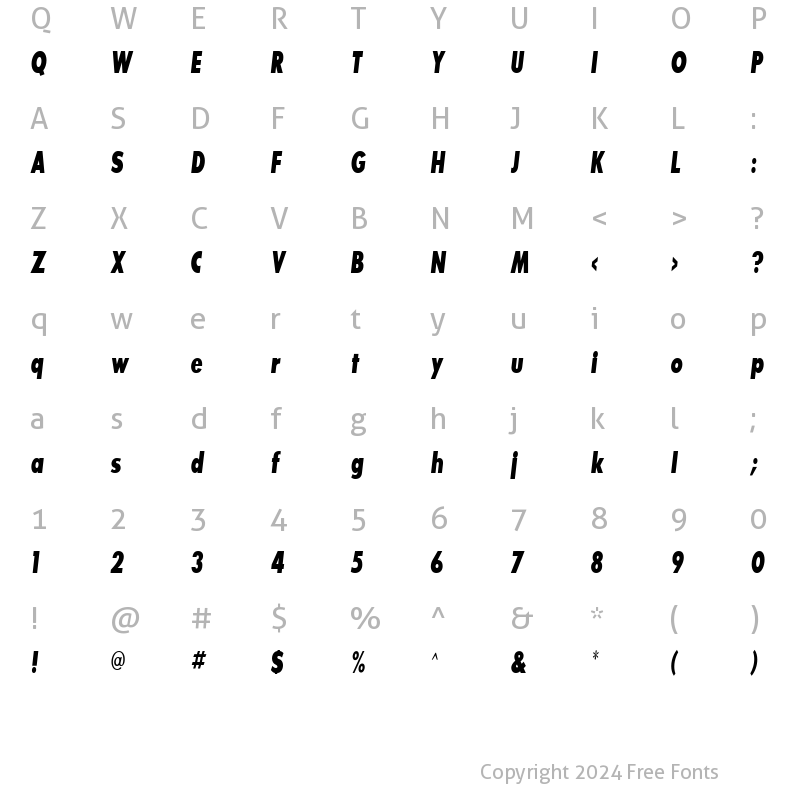 Character Map of Bougan BlackCondensed SSi Bold