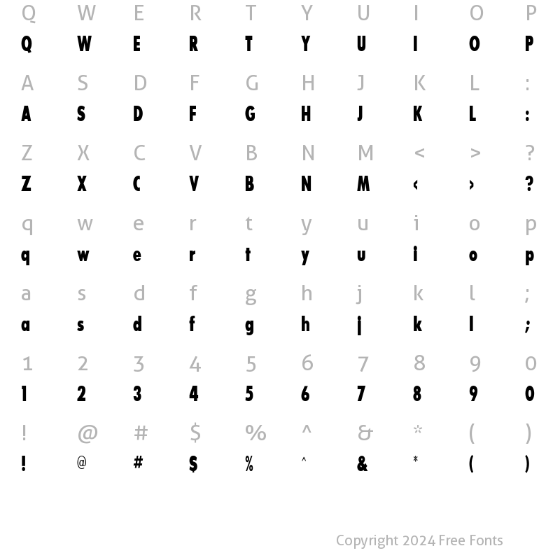 Character Map of Bougan BlackCondensed SSi Extra Bold Condensed