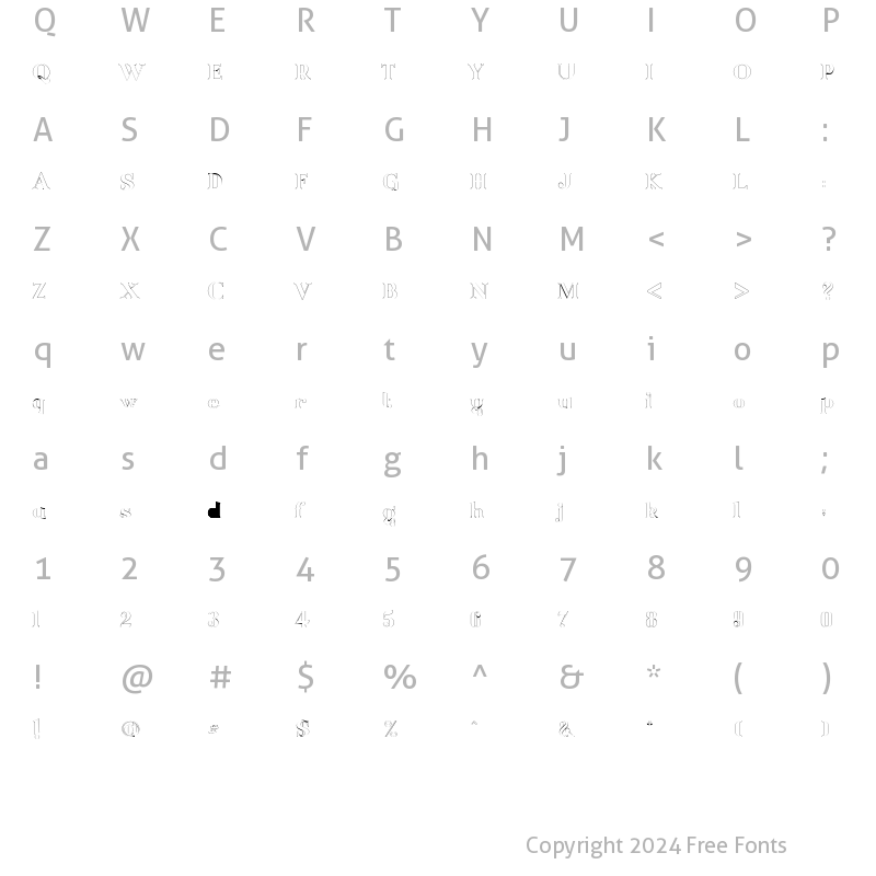 Character Map of Bougenville Outline Regular