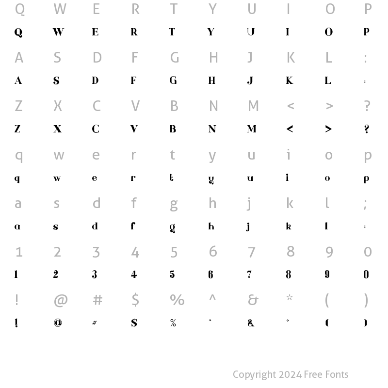 Character Map of Bougenville Regular