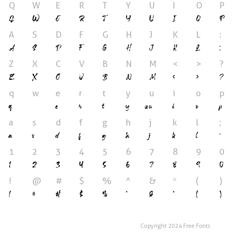 Character Map of Bougher Regular