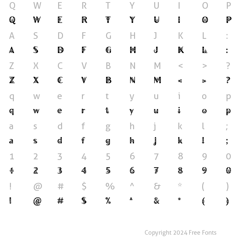 Character Map of Boulevard Font Decorative