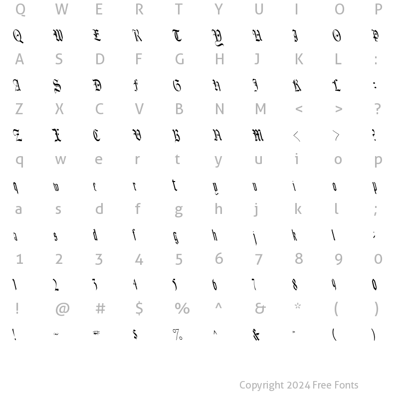 Character Map of BounceBackText110 ttcon Regular