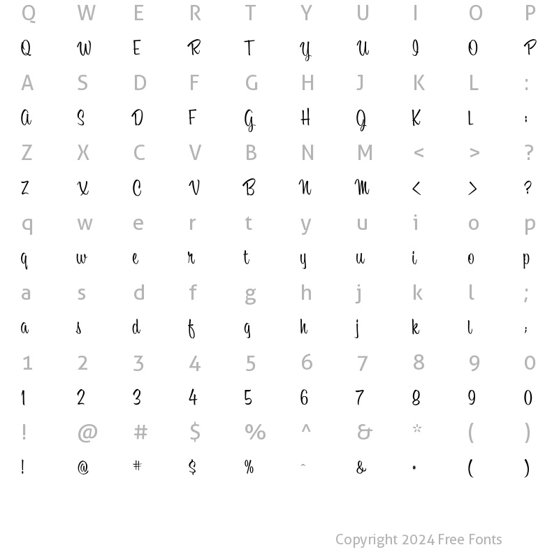 Character Map of BounceScriptW00-Regular Regular