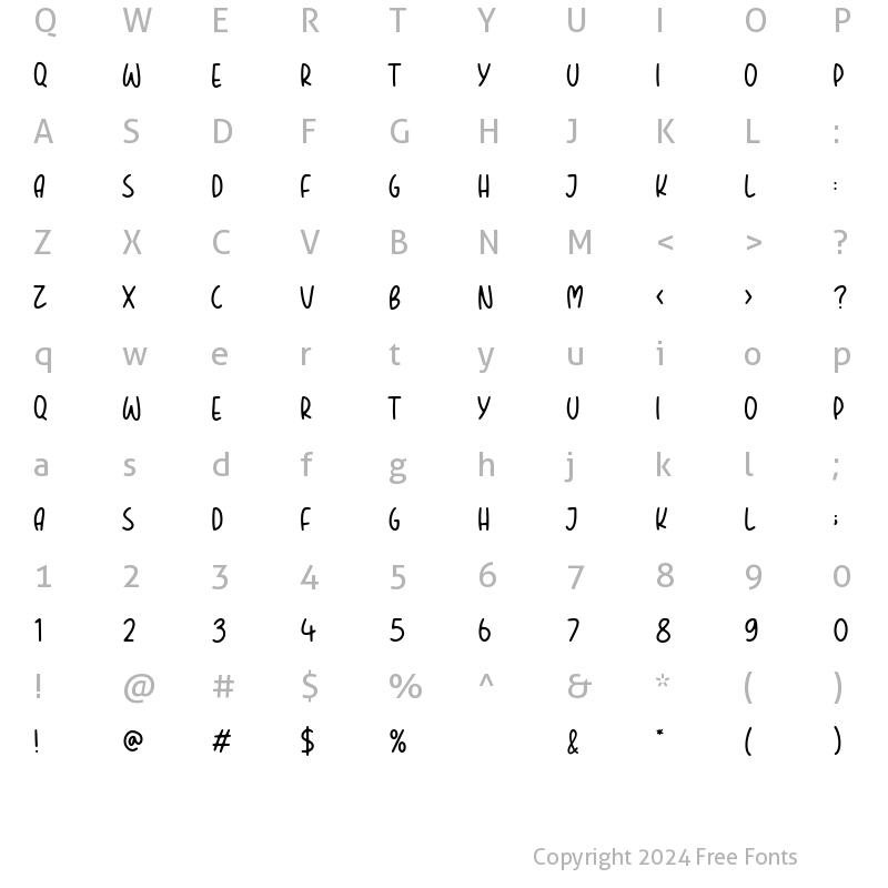 Character Map of BOUNTIES Regular