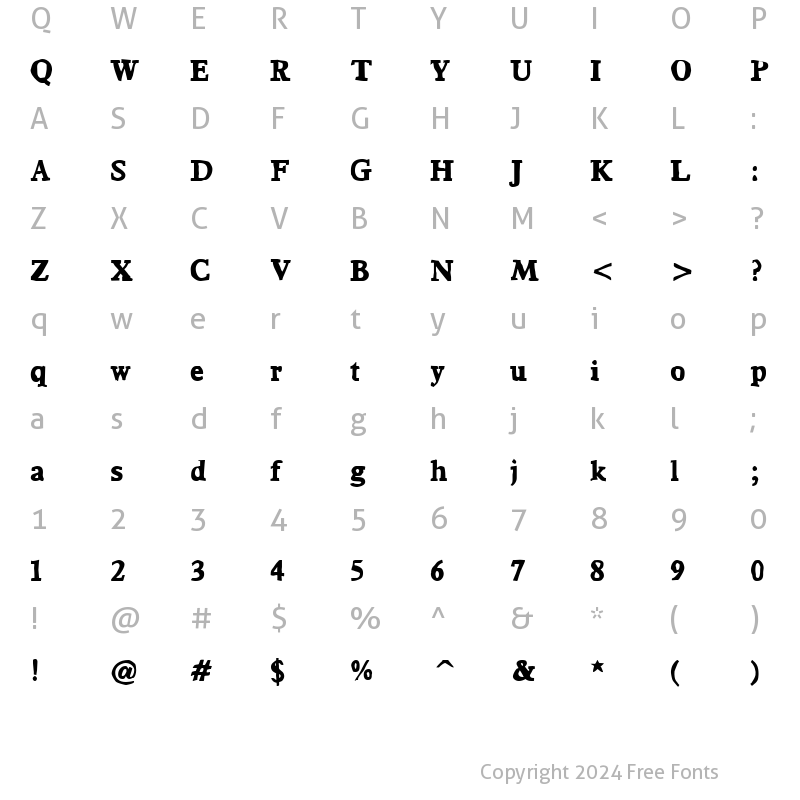 Character Map of Bountiful Bold