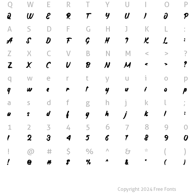 Character Map of Bountiful Regular