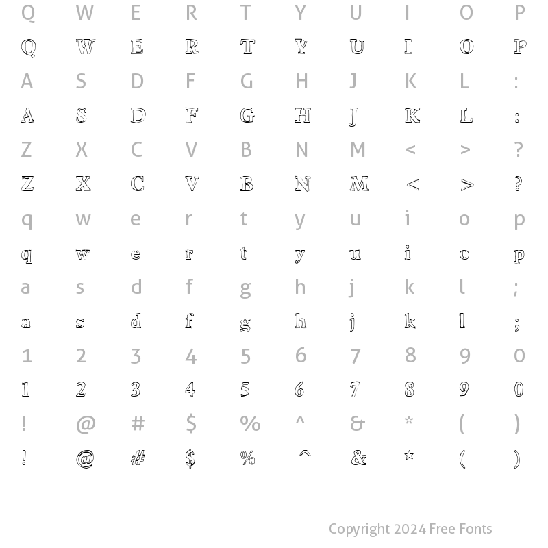 Character Map of Bounty Bold