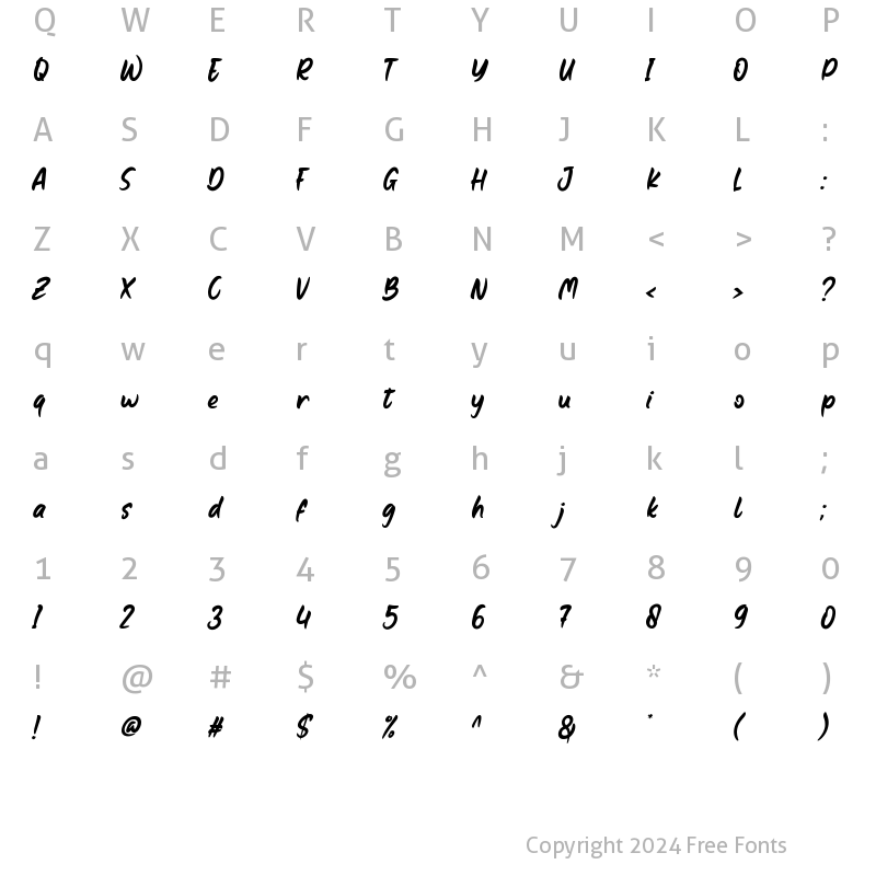 Character Map of Bounty Regular