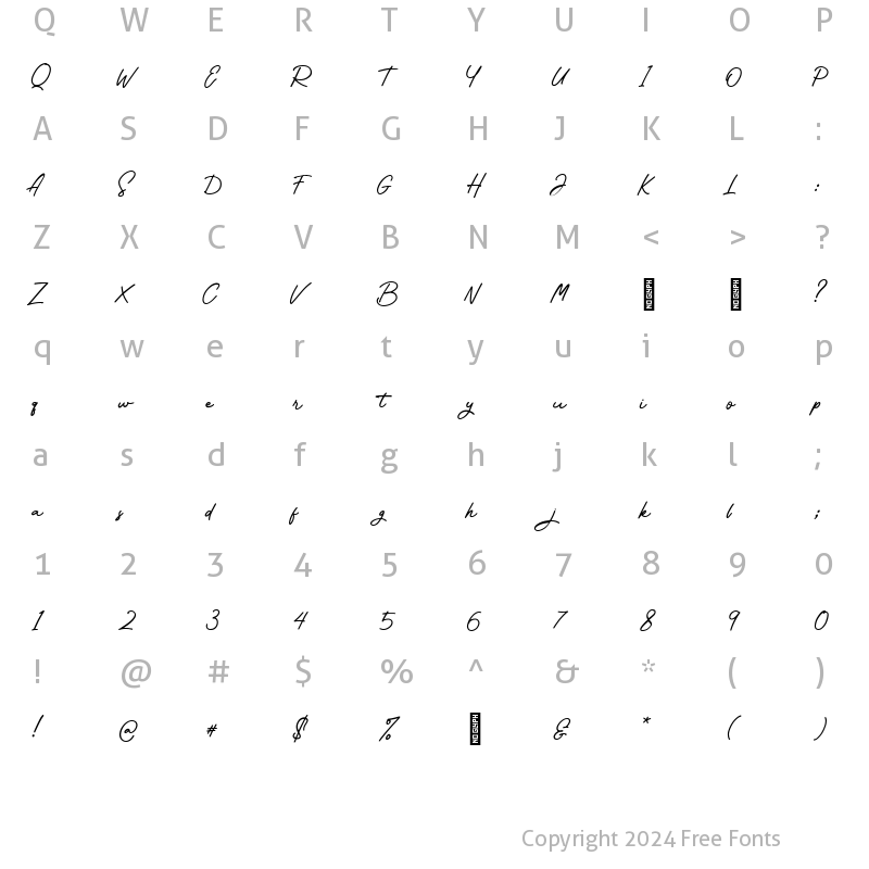 Character Map of Boutegard Regular