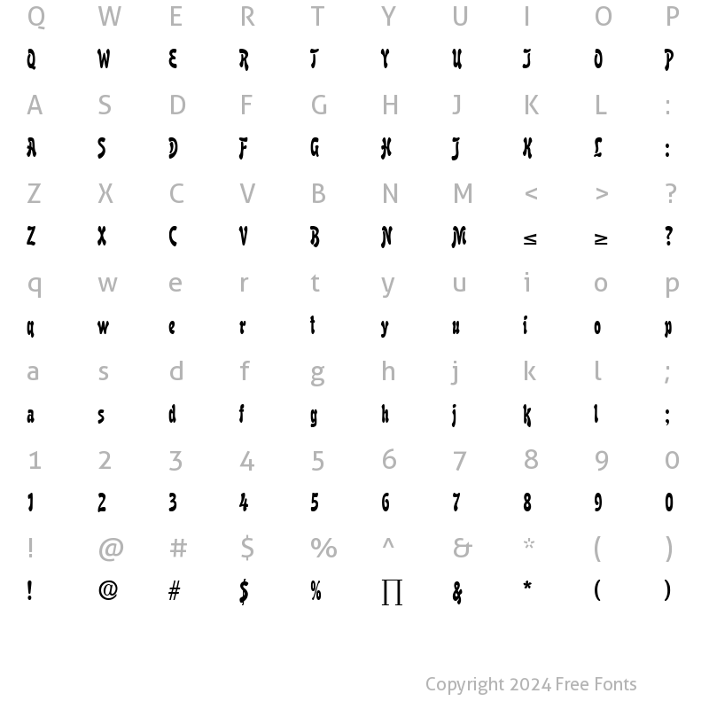 Character Map of Boutique DB Medium