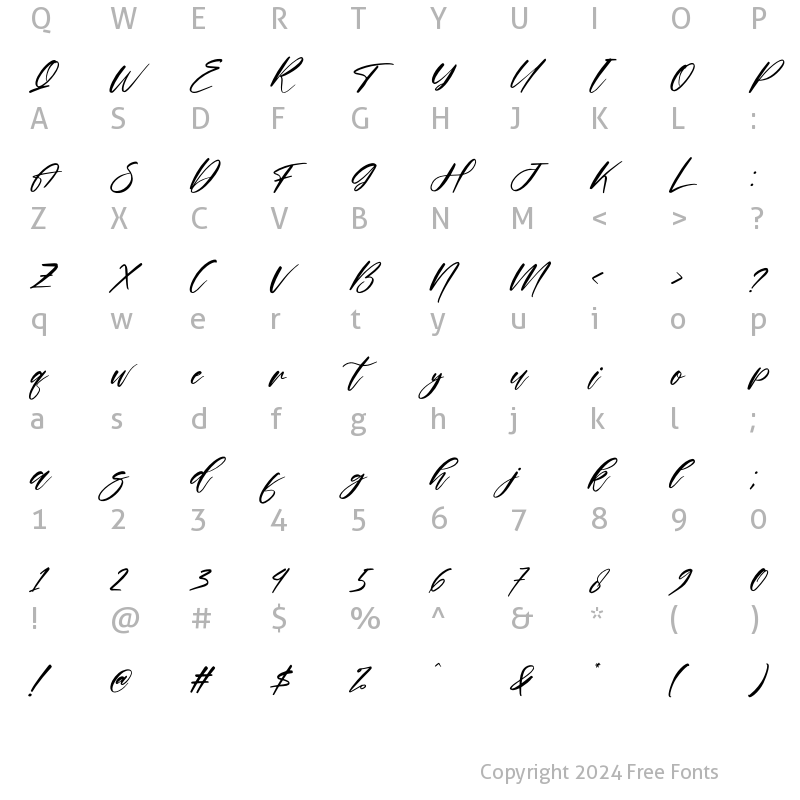 Character Map of Boutique Italic