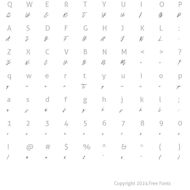 Character Map of Boutique Kamilla Regular