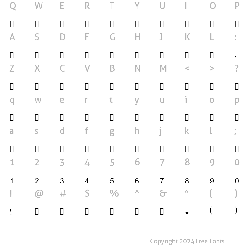 Character Map of Boutros Ads Light Regular