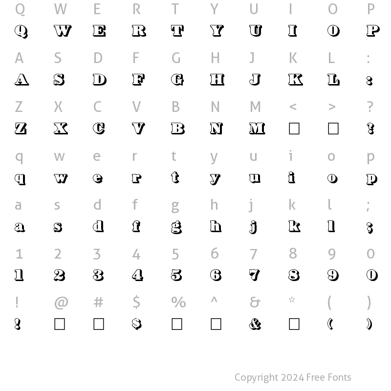 Character Map of BowersShadow Regular