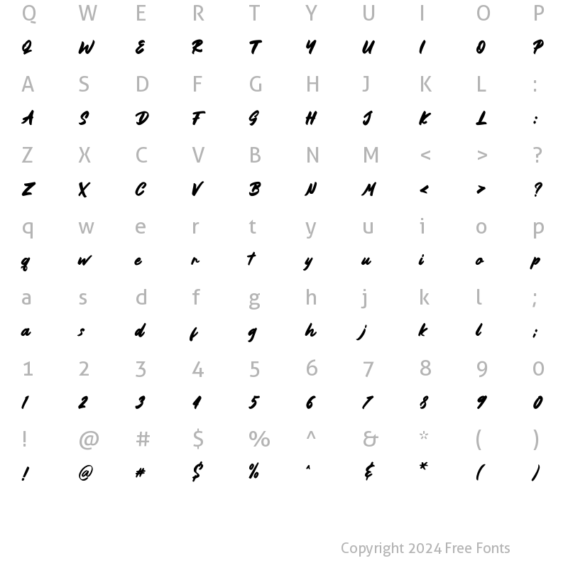 Character Map of Bownjax Regular