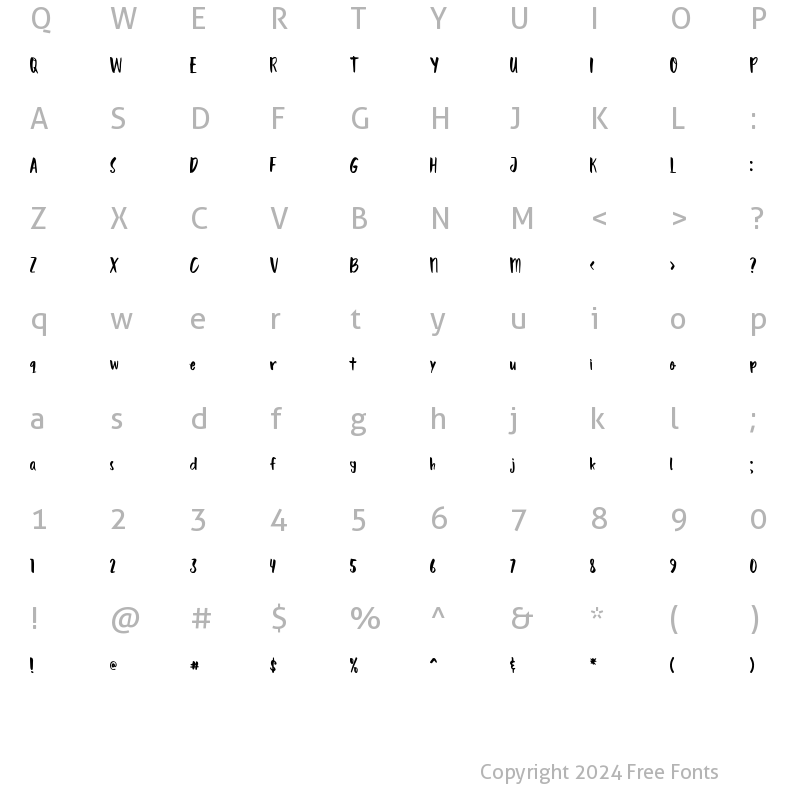 Character Map of Bowpail Regular