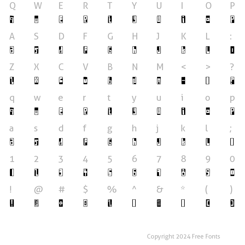 Character Map of Box Font Negative Regular