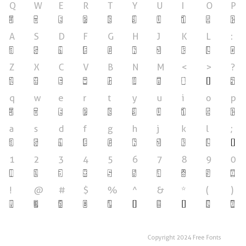 Character Map of Box Font Regular