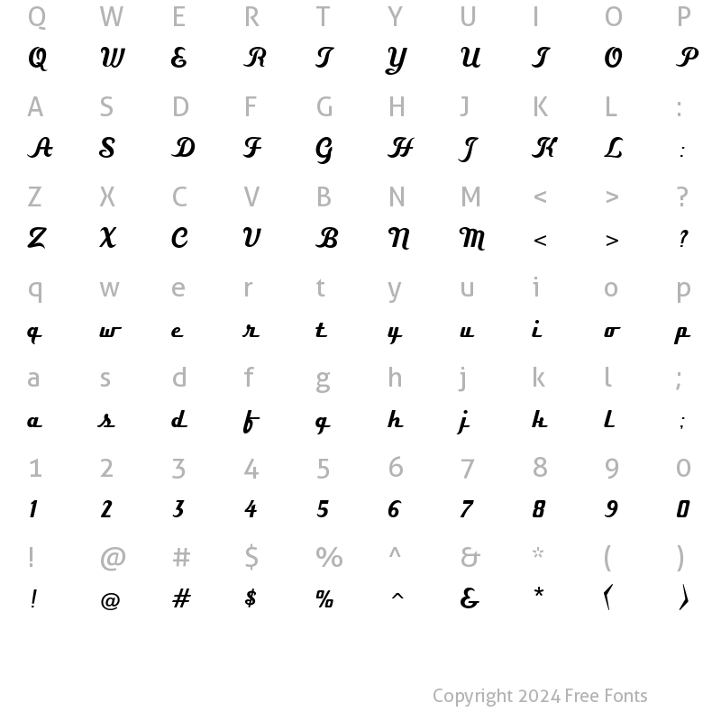 Character Map of BoxerScriptJF Regular