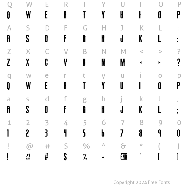 Character Map of BOXING Regular