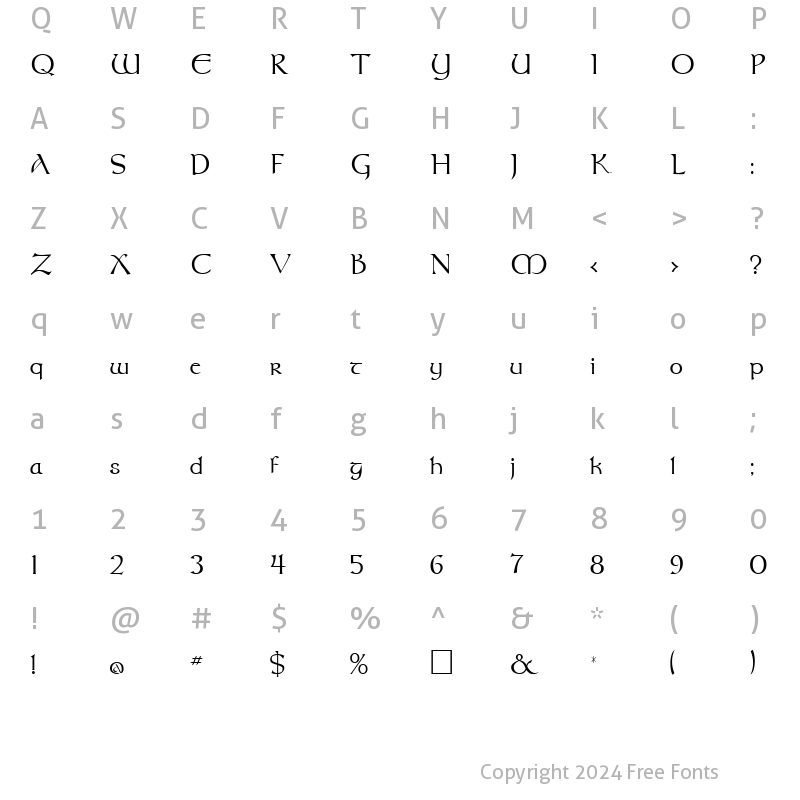 Character Map of BoydUncial Normal