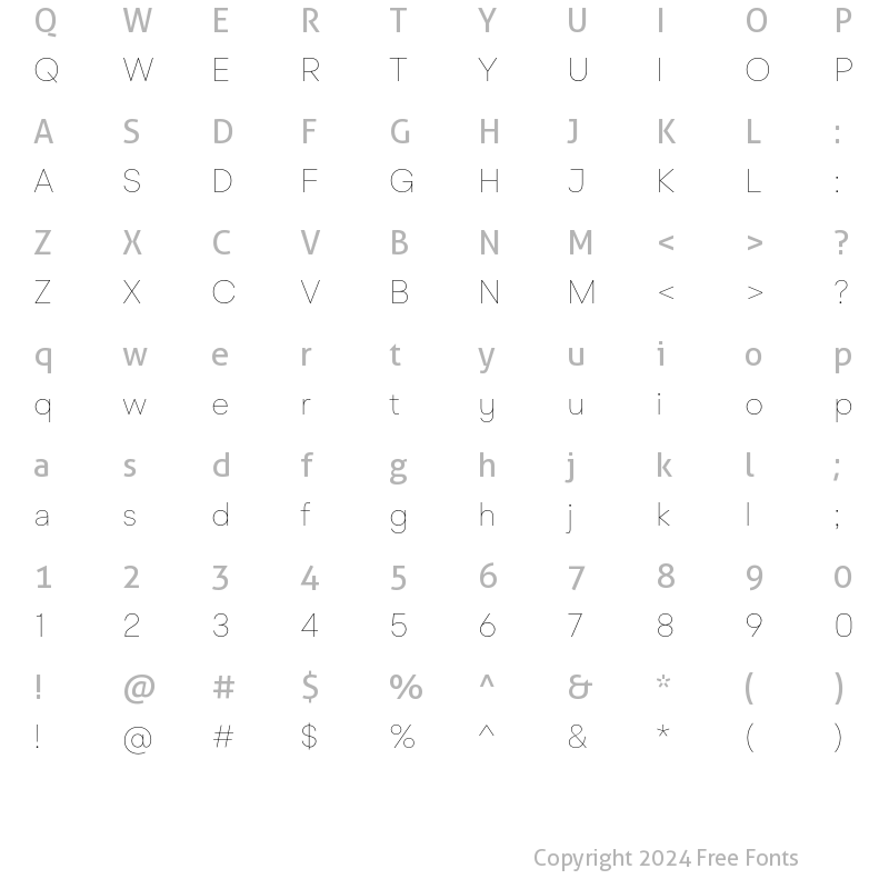 Character Map of BR Cobane Thin