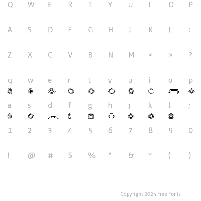 Character Map of BR Frames Regular