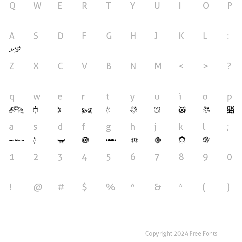 Character Map of BR Primitives Regular